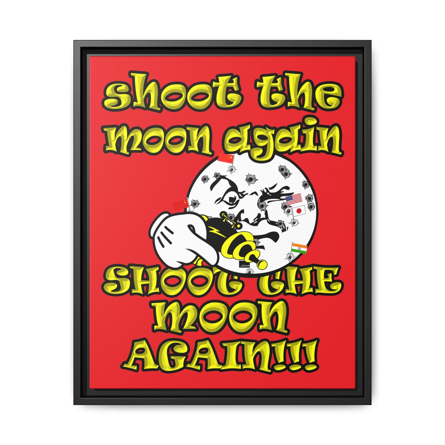 shoot the moon again - framed canvas art (red)