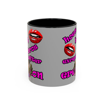 hoes b4 bros - Accent Mug (light grey)