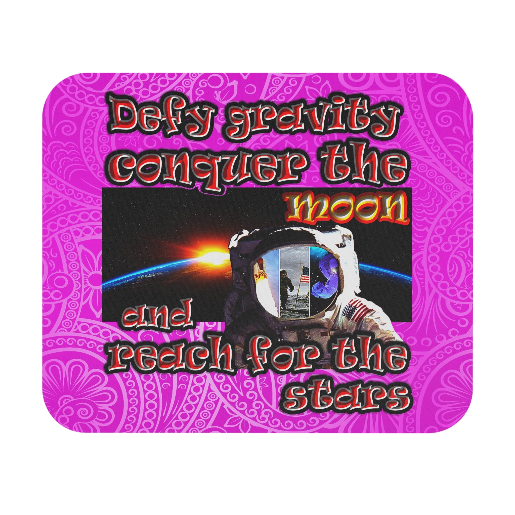 defy conquer reach - Mouse Pad (Rectangle) (pink swirl)