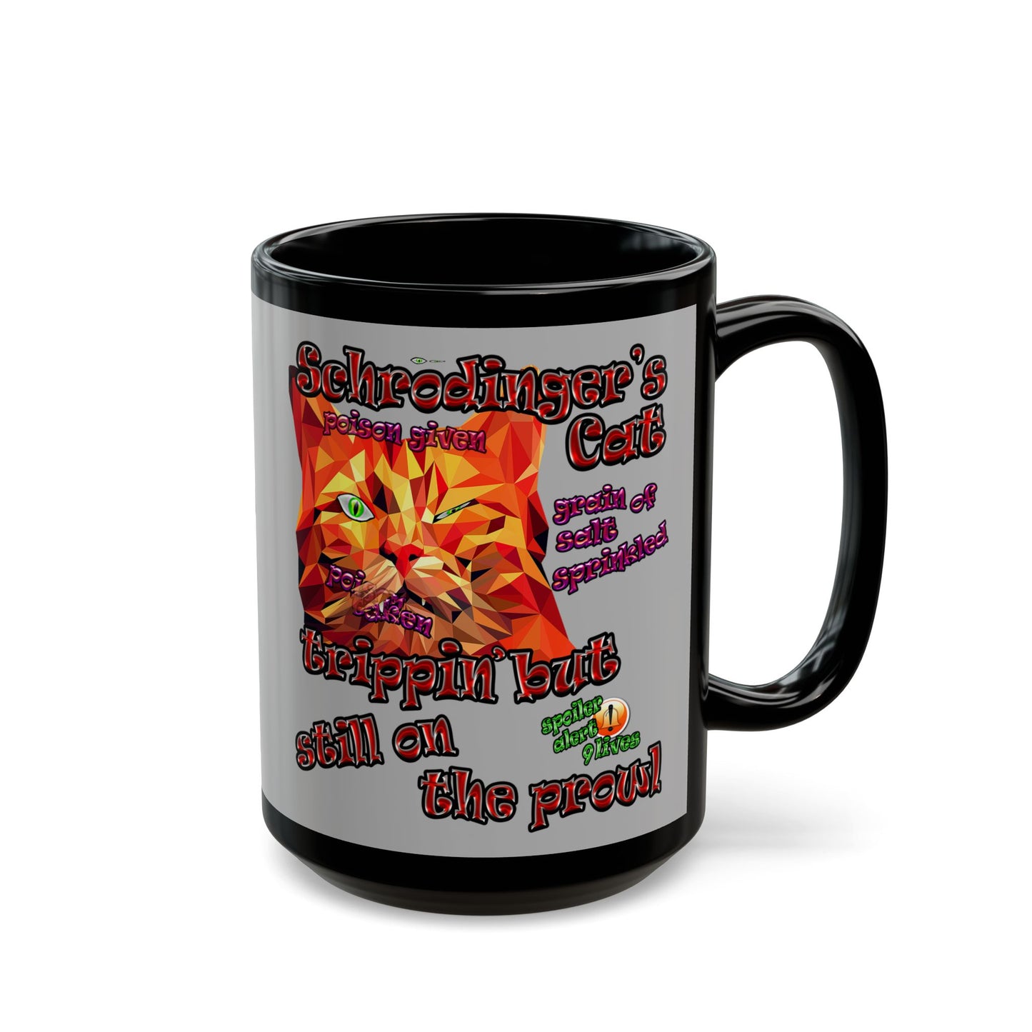 schrodinger's cat - Black Mug (light grey)