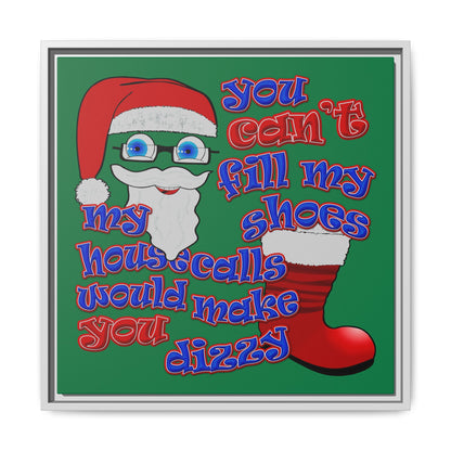 santa's shoes - framed canvas art (dark green)