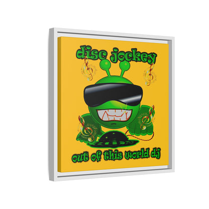disc jockey - framed canvas art (yellow)