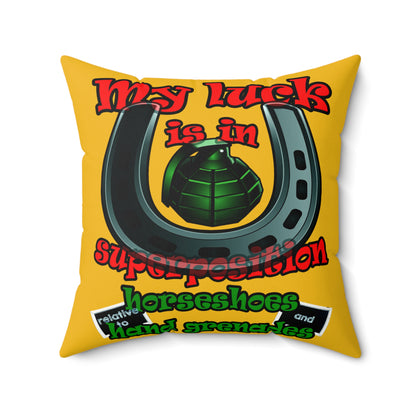 my luck - Faux Suede Square Pillow - (yellow)
