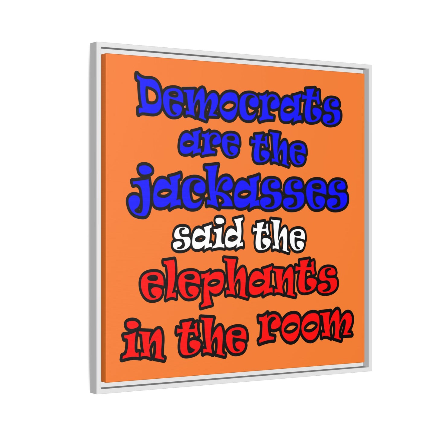 donkeys and elephants - framed canvas art (crusta)