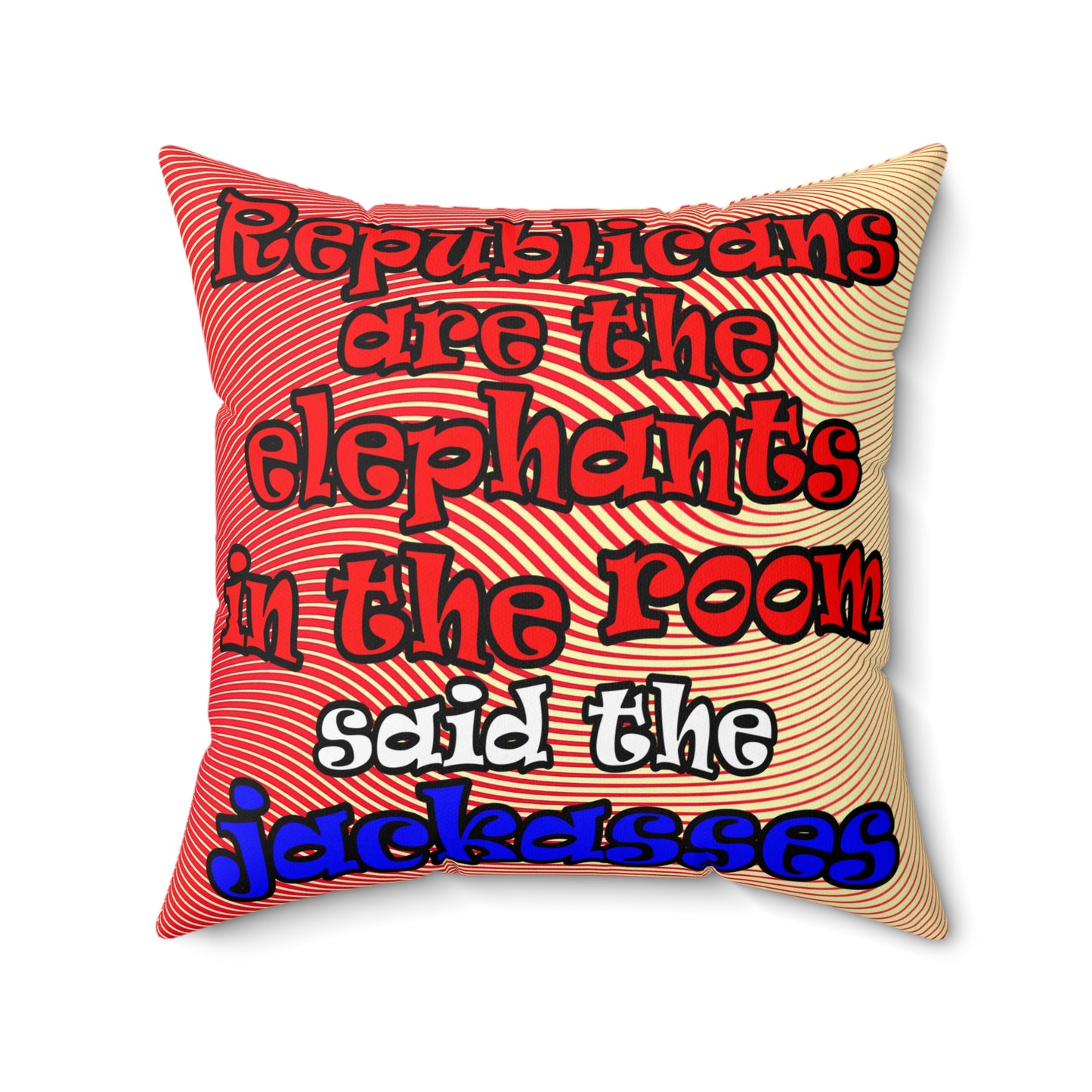 donkeys and elephants - Spun Polyester Square Pillow - (yellow-orange wave)