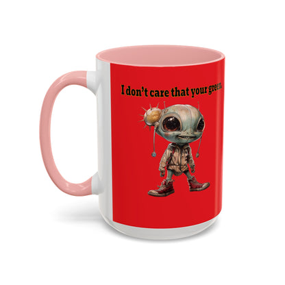I don't care that your grey - Accent Mug (red)