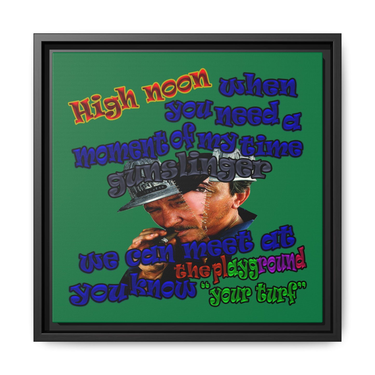 high noon - framed canvas art (dark green)