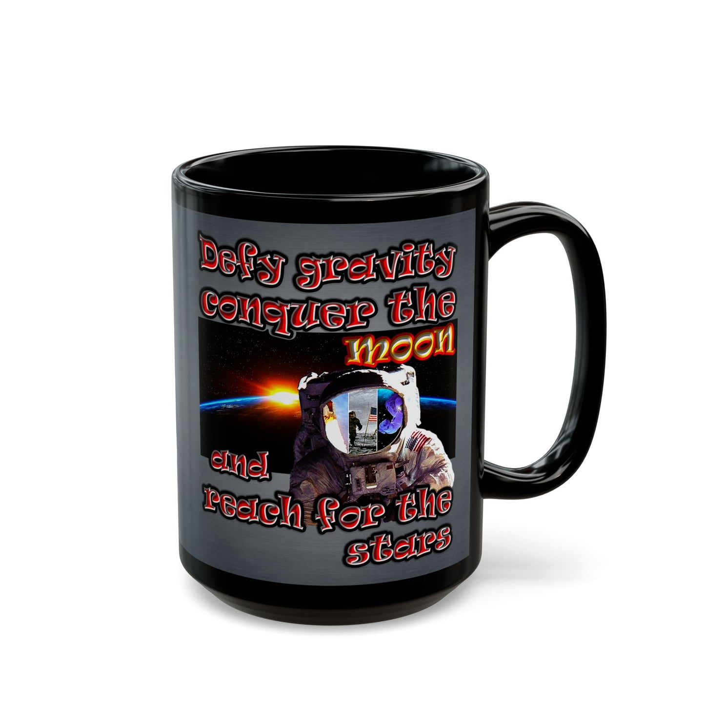 defy conquer reach - Black Mug (grey-light grey)