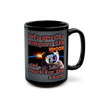defy conquer reach - Black Mug (grey-light grey)