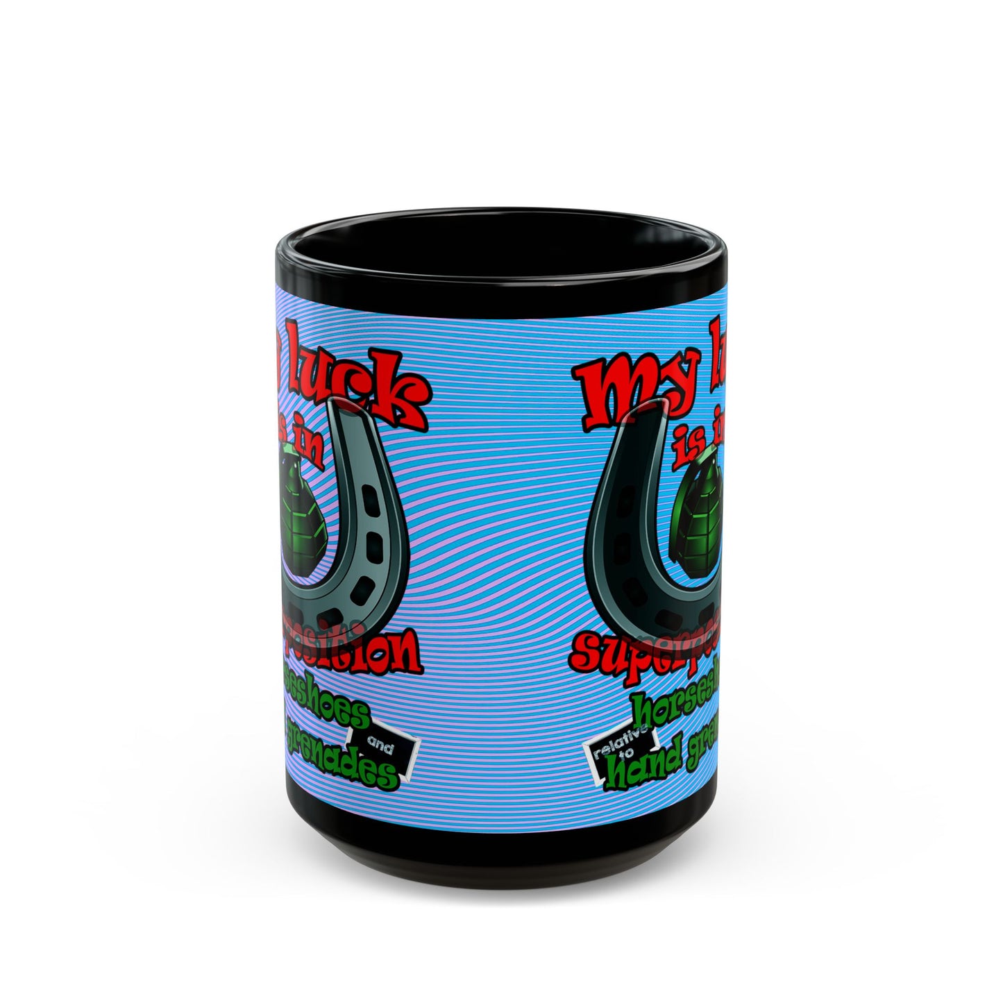 my luck - Black Mug (light blue-purple wave)