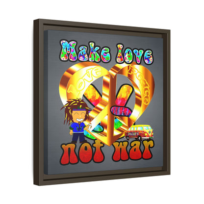 love peace - framed canvas art (grey-light grey)