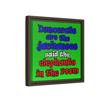 donkeys and elephants - framed canvas art (logo green)