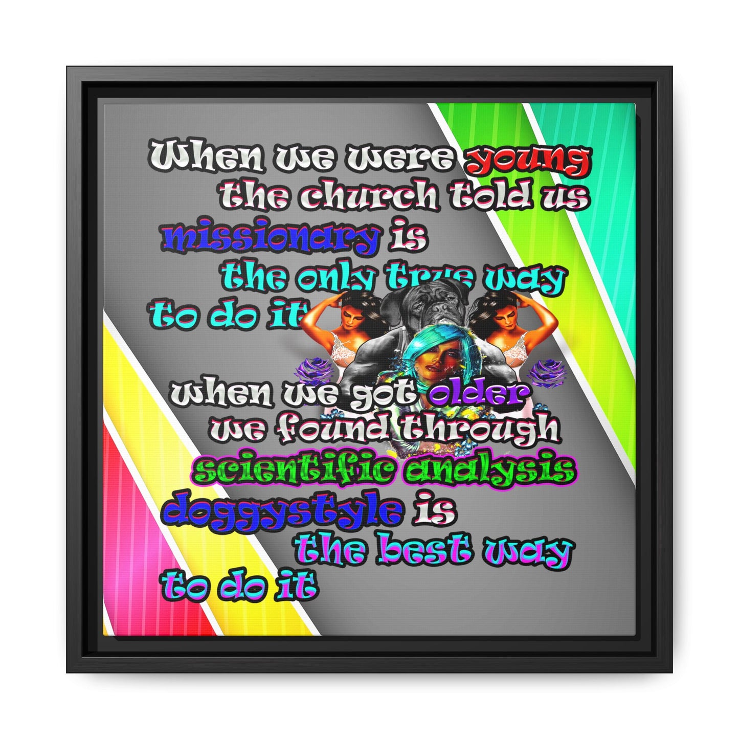 doggystyle - framed canvas art (rainbow split)
