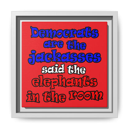 donkeys and elephants - framed canvas art (red)