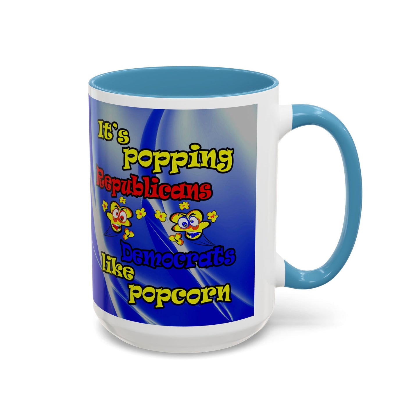 popping like popcorn - Accent Mug (blue-white wave)