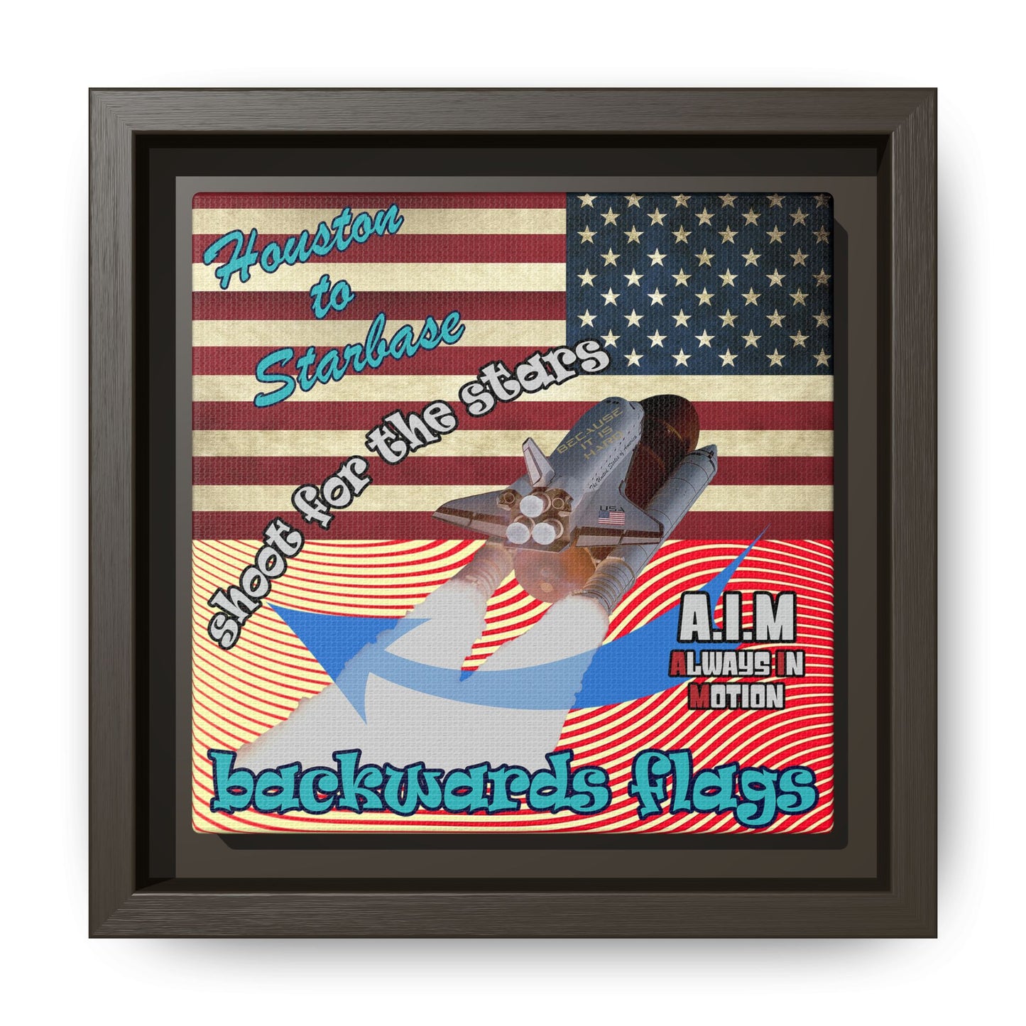 shoot for the stars - framed canvas art (yellow-orange wave)