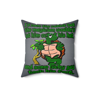 turtle race - Spun Polyester Square Pillow - (grey-light grey)