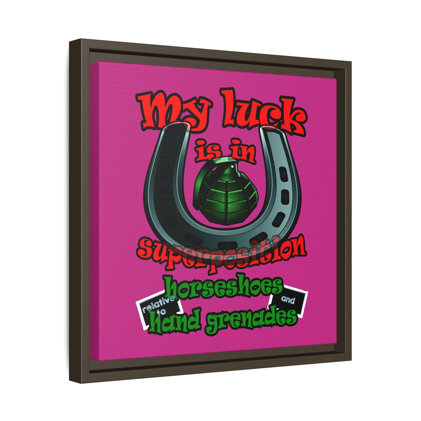 my luck - framed canvas art (pink)