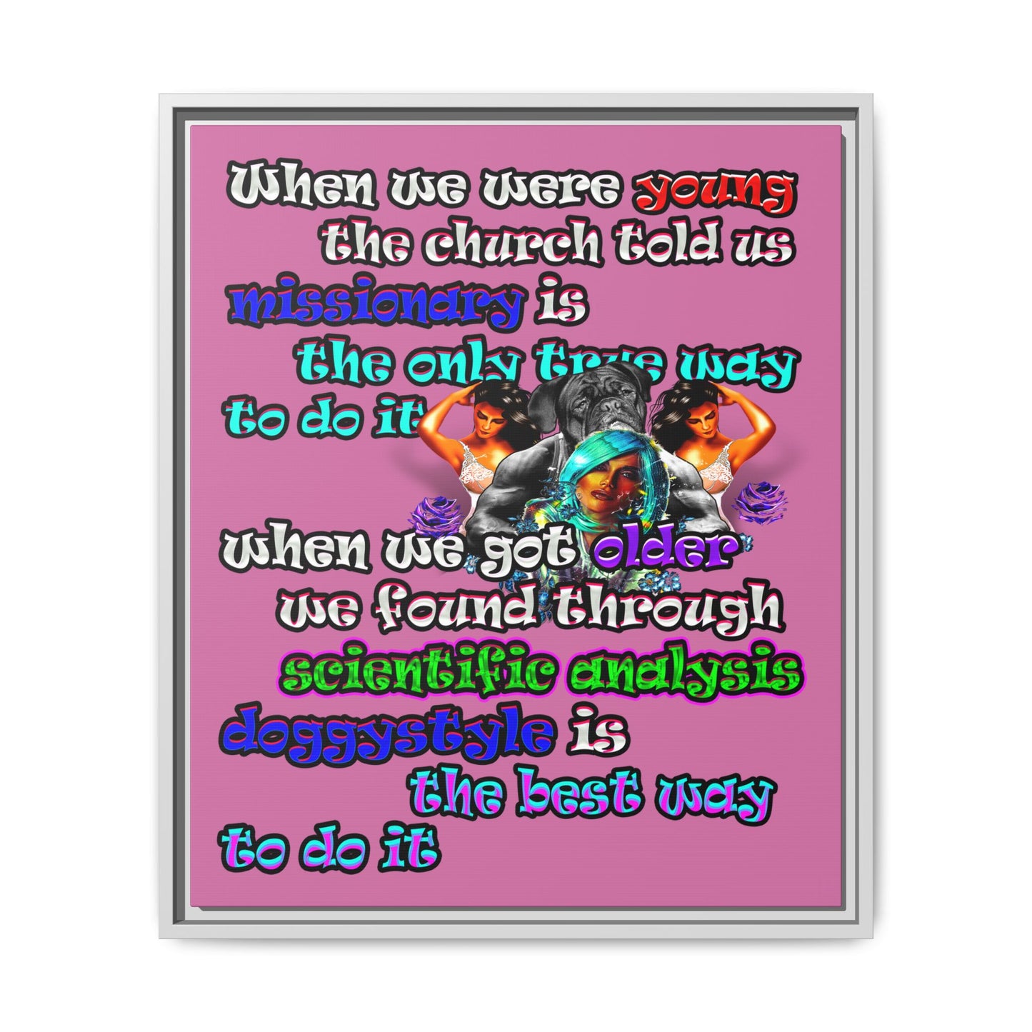 doggystyle - framed canvas art (light pink)