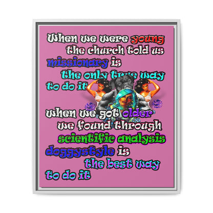 doggystyle - framed canvas art (light pink)