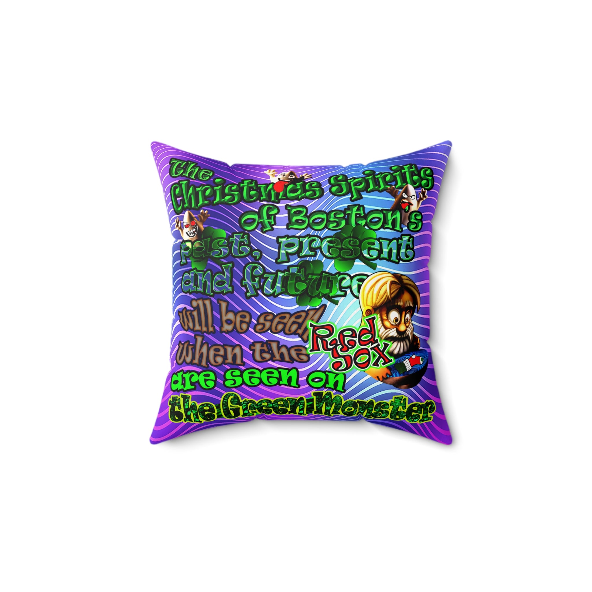 christmas spirits of boston - Faux Suede Square Pillow - (purple wave)