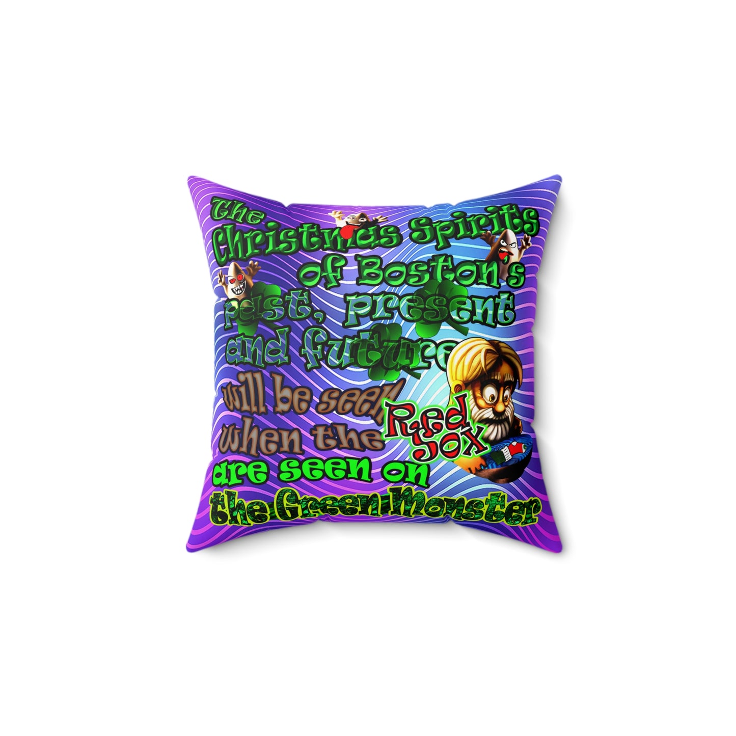christmas spirits of boston - Faux Suede Square Pillow - (purple wave)