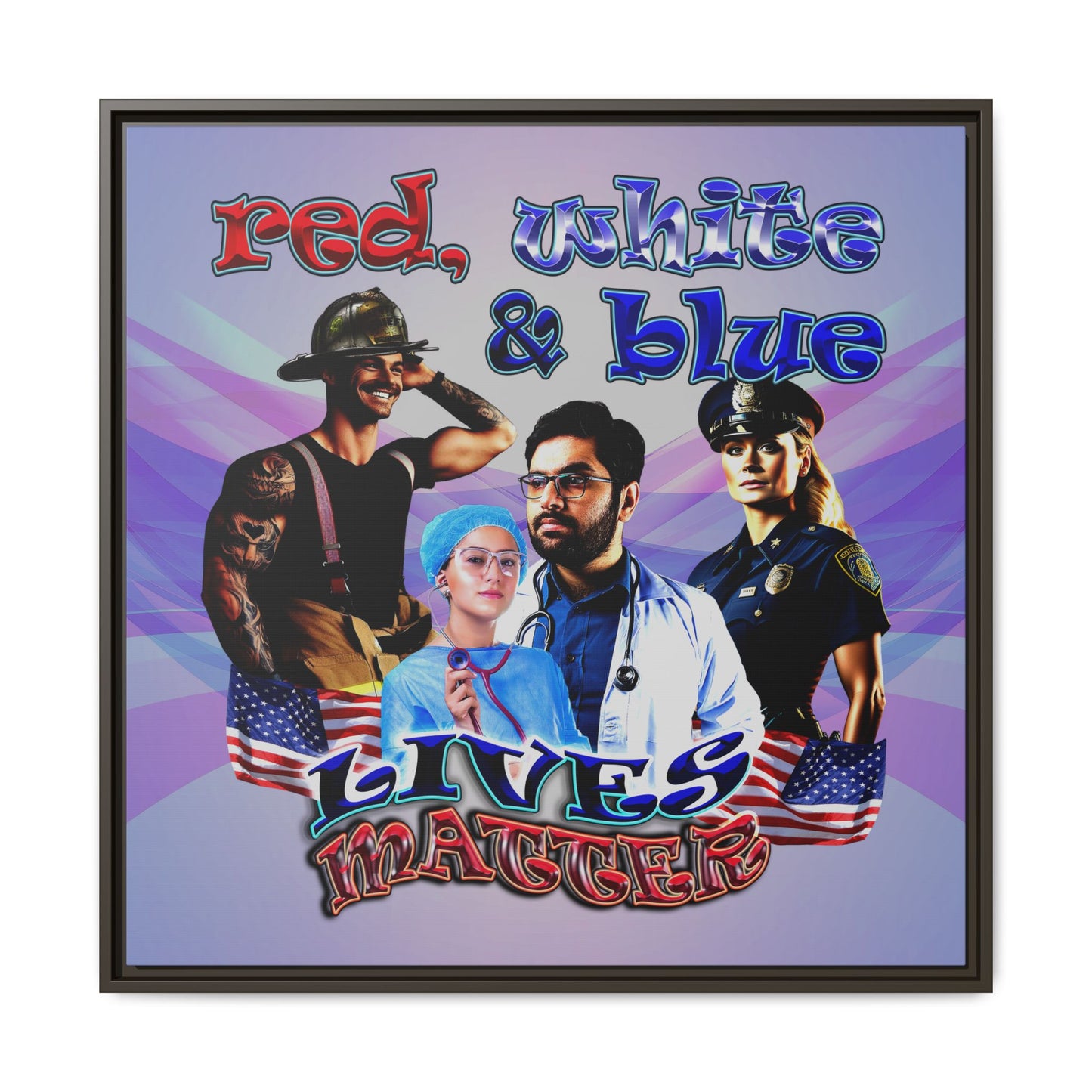 rw&b lives matter - framed canvas art (light blue-pink wave)