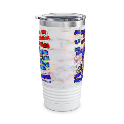 drop the beat - Ringneck Tumbler, 20oz  (white marble)