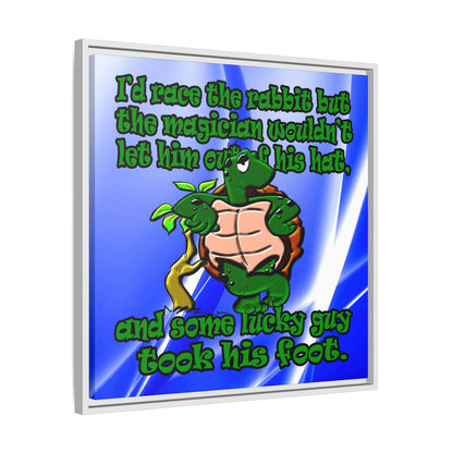 turtle race - framed canvas art (blue-white wave)