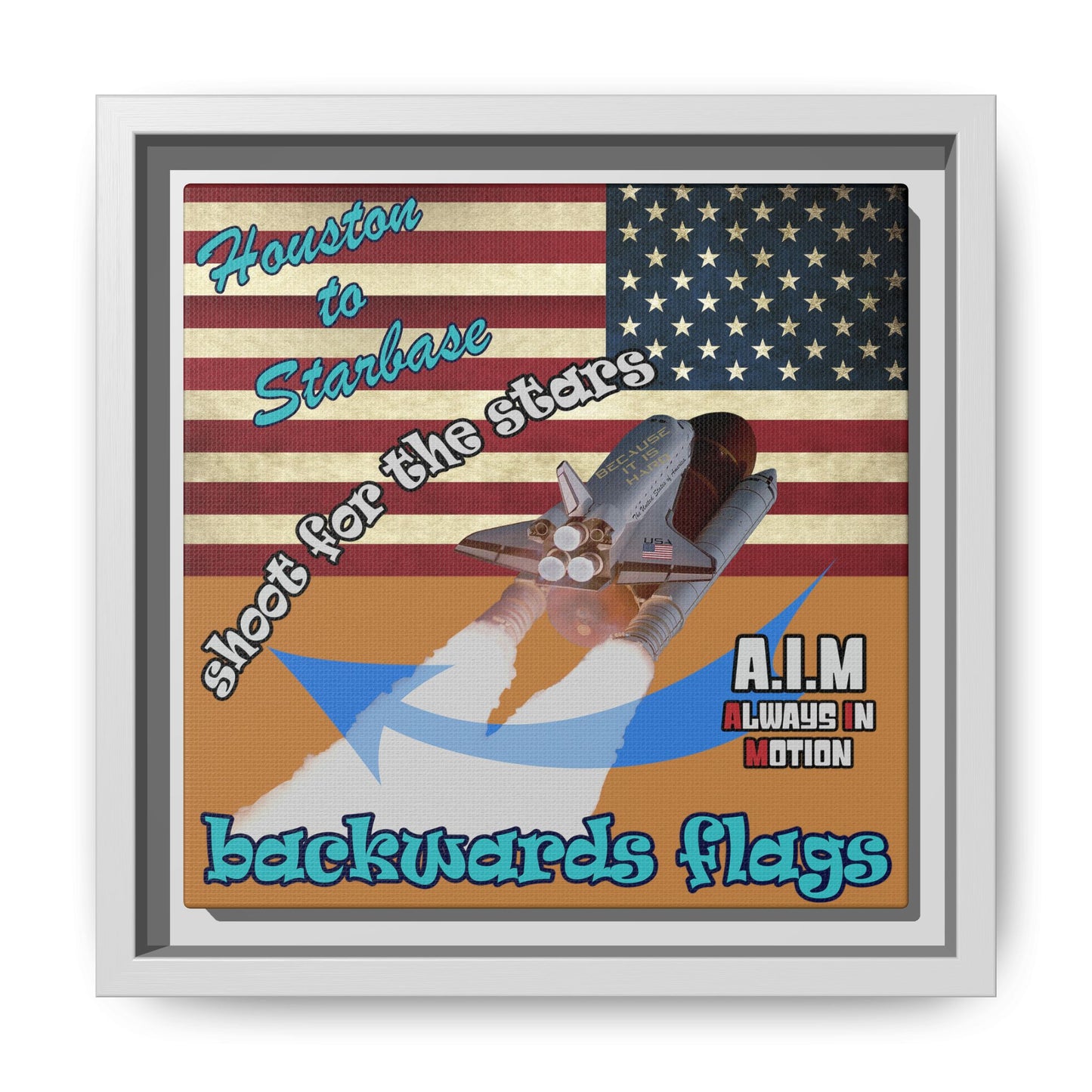 shoot for the stars - framed canvas art (light brown)