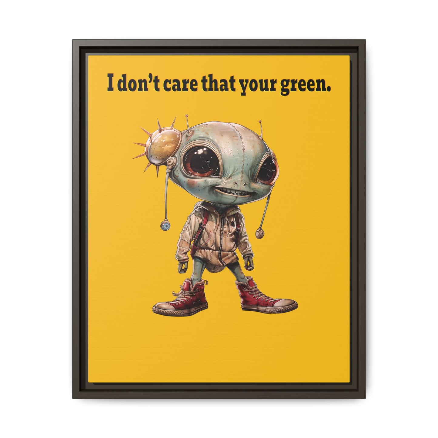 I don't care that your green - framed canvas art (yellow)