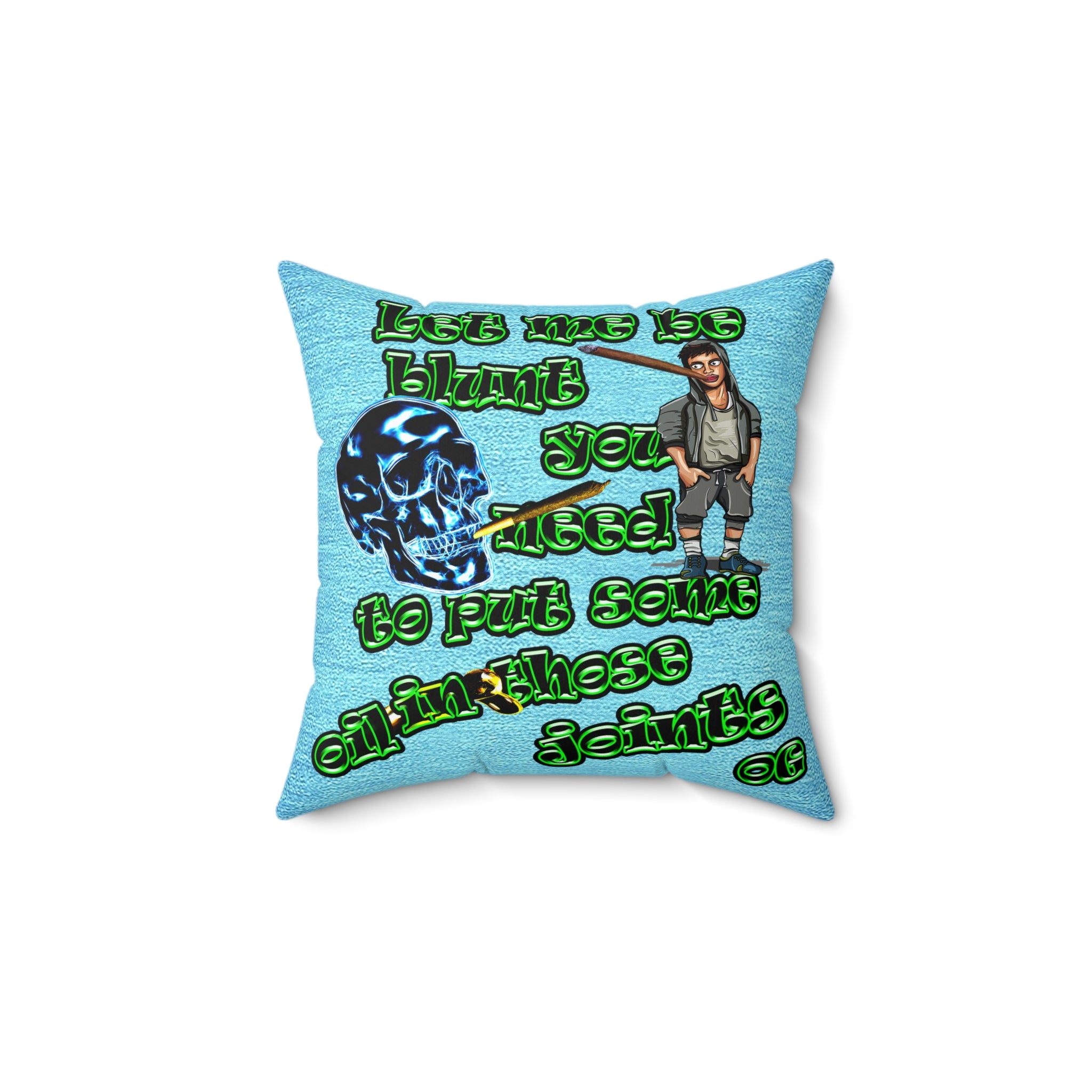 og - Spun Polyester Square Pillow - (faded blue)