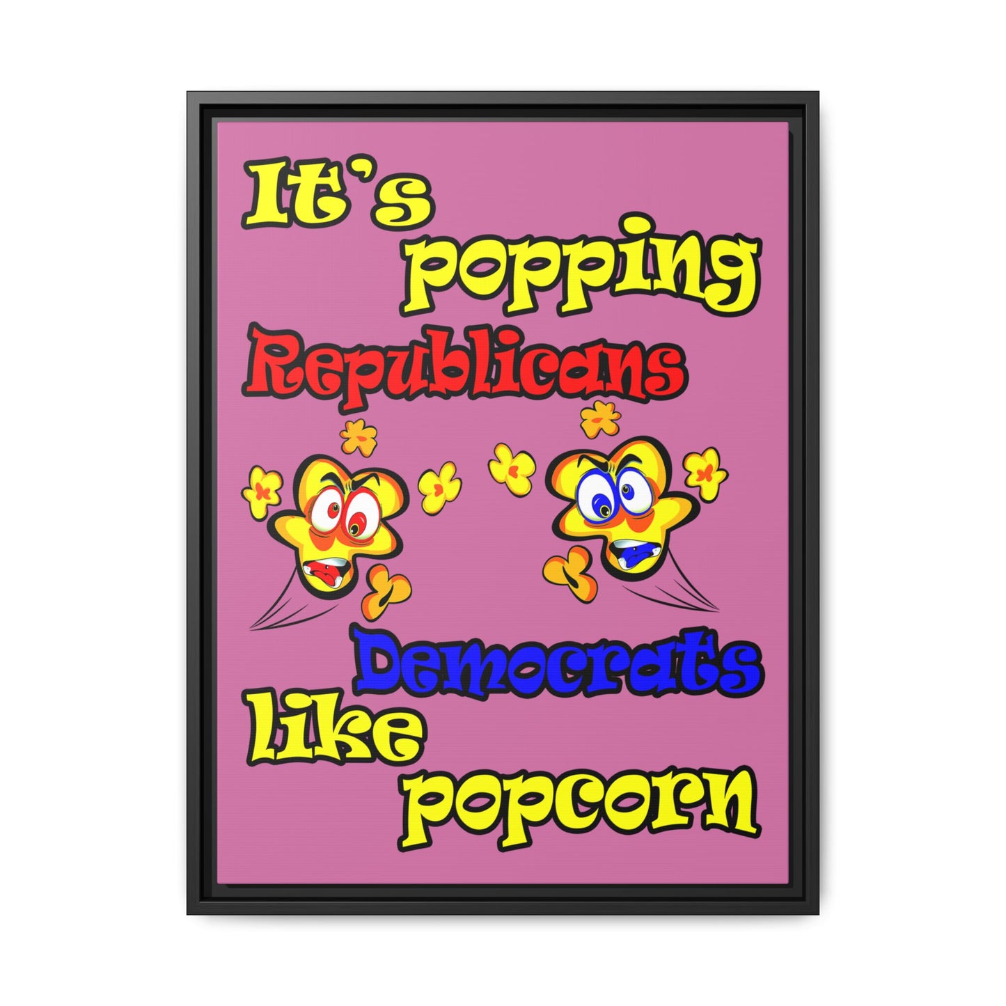 popping like popcorn - framed canvas art (light pink)
