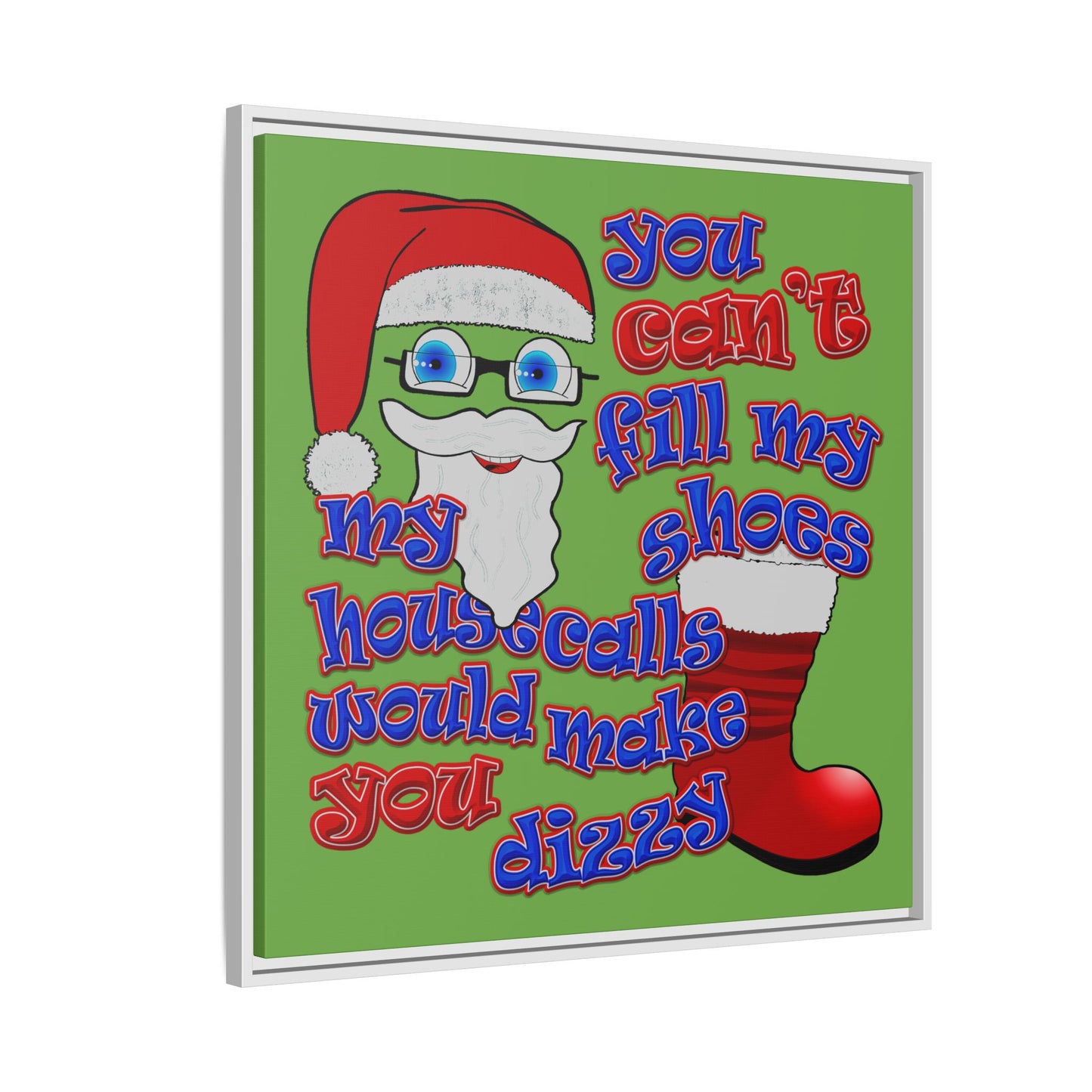 santa's shoes - framed canvas art (green)