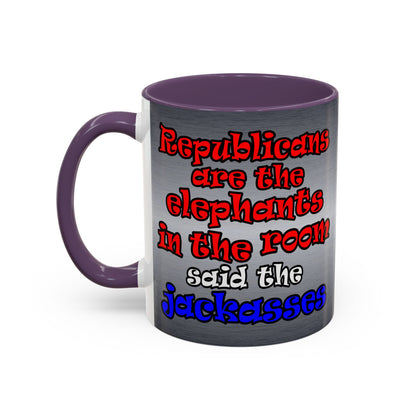 donkeys and elephants - Accent Mug (brushed nickel)
