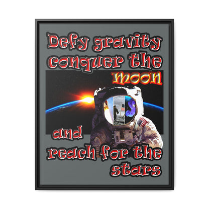 defy conquer reach - framed canvas art (dark grey)