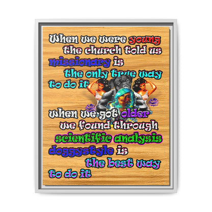 doggystyle - framed canvas art (butterscotch wood finish)