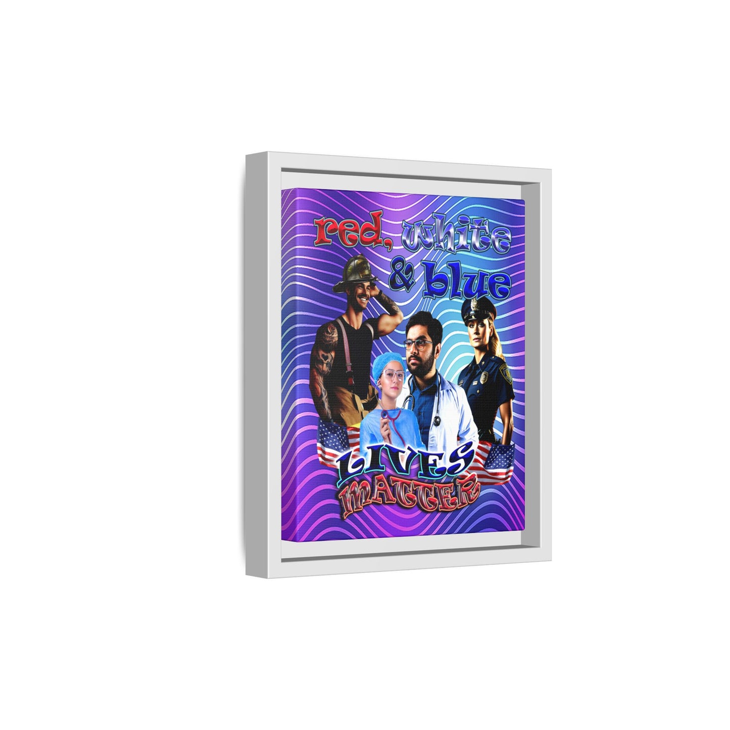 rw&b lives matter - framed canvas art (purple wave)