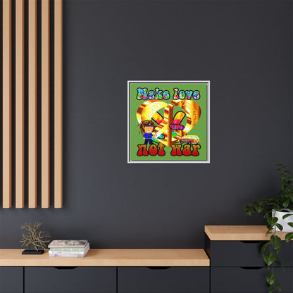 love peace - framed canvas art (green)