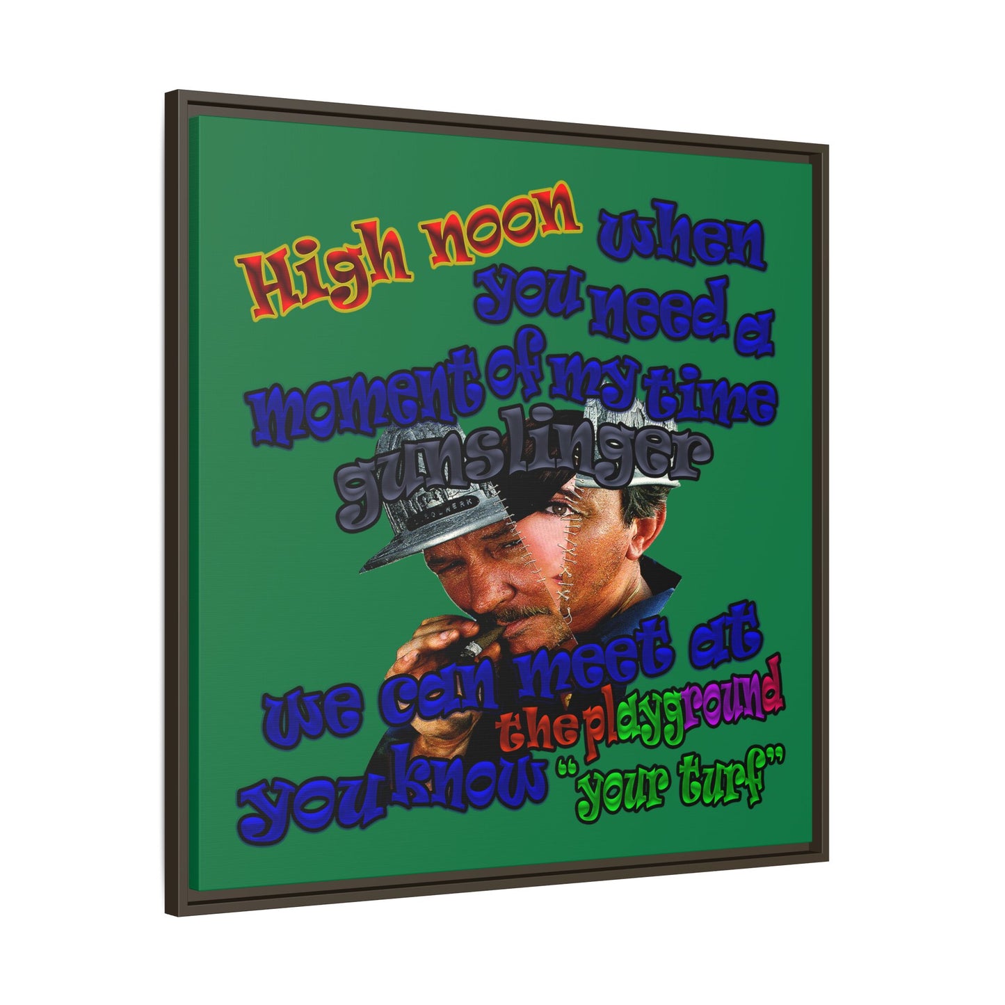high noon - framed canvas art (dark green)