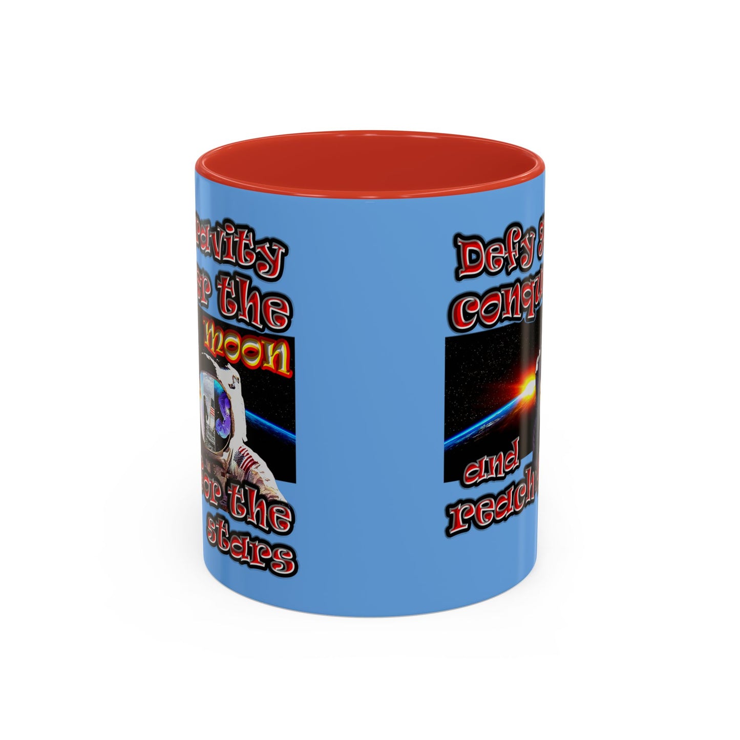 defy conquer reach - Accent Mug (light blue)