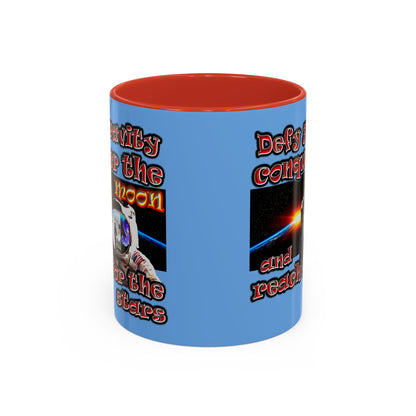 defy conquer reach - Accent Mug (light blue)