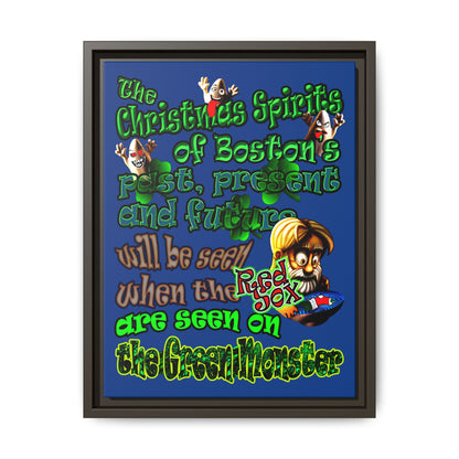 christmas spirits of boston - framed canvas art (dark blue)