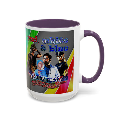 rw&b lives matter - Accent Mug (rainbow split)