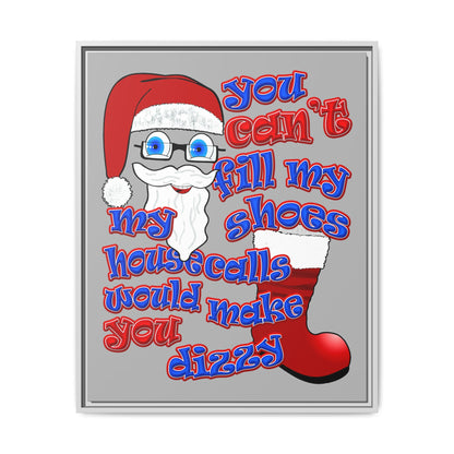 santa's shoes - framed canvas art (light grey)