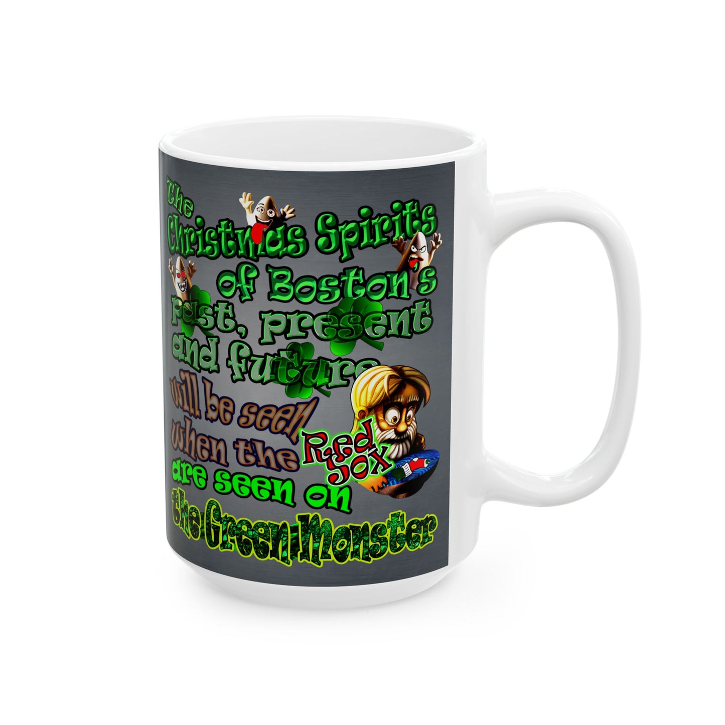 christmas spirits of boston - White Mug (grey-light grey)