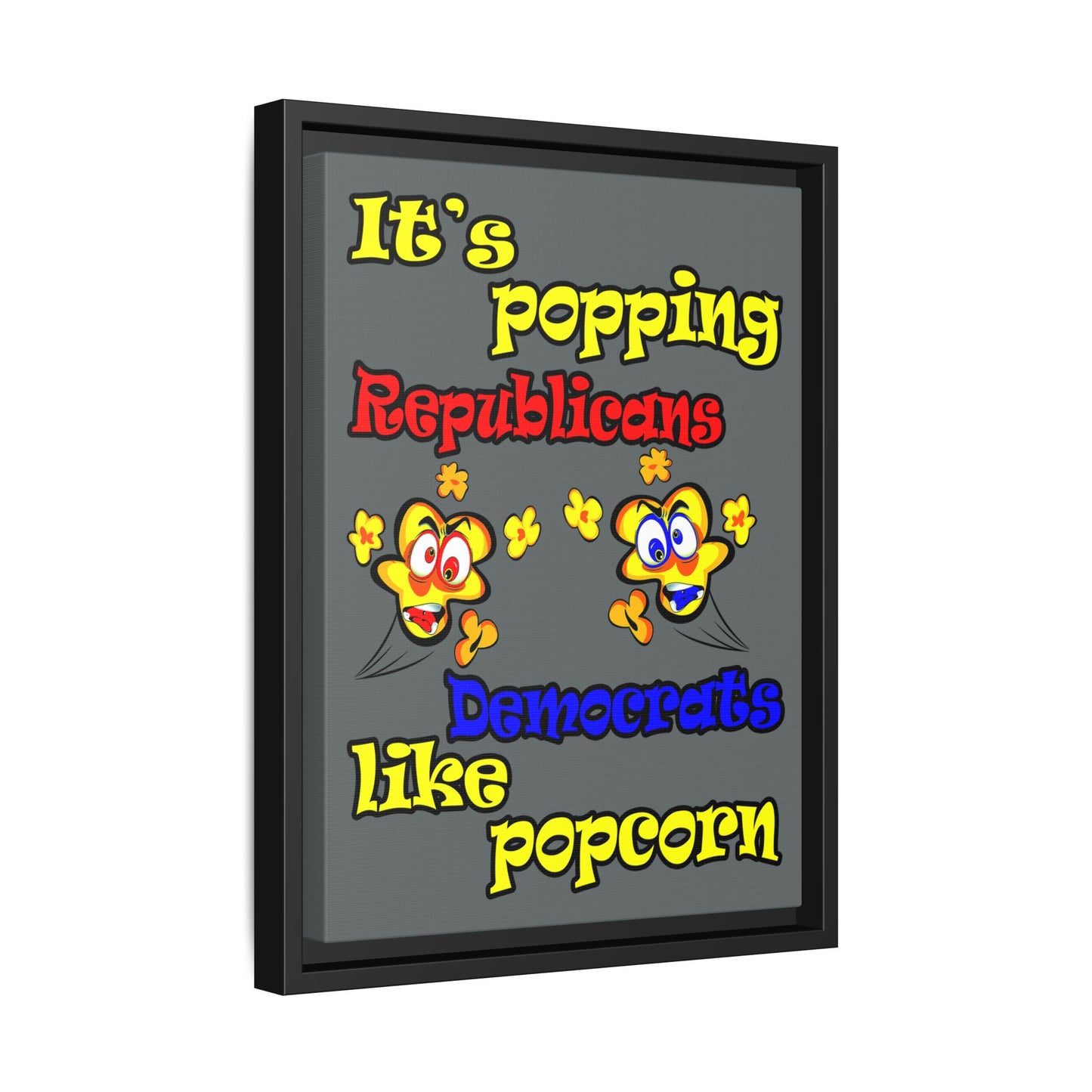 popping like popcorn - framed canvas art (dark grey)