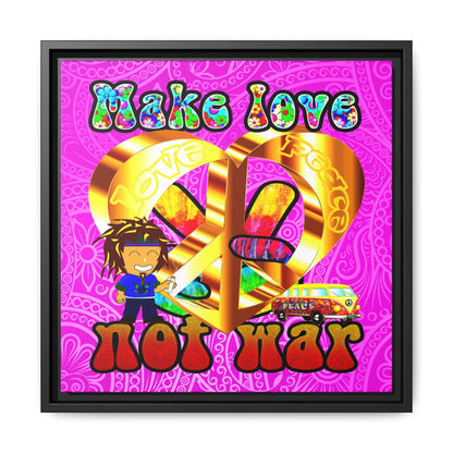 love peace - framed canvas art (pink swirl)