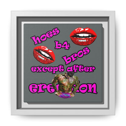 hoes b4 bros - framed canvas art (dark grey)