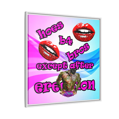 hoes b4 bros - framed canvas art (light blue-pink wave)